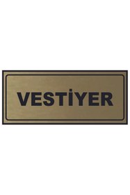 Resim Duvar Hediyelik PLEKSİLİ VESTİYER YAZISI GOLD YÖNLENDİRME LEVHASI 