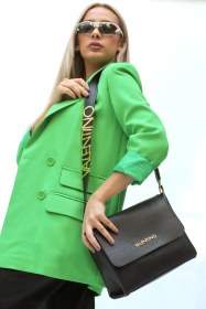 Resim Çift Cep Kapak Detaylı Regular Kesimli Benetton Yeşili Kadın Blazer Ceket L5608 