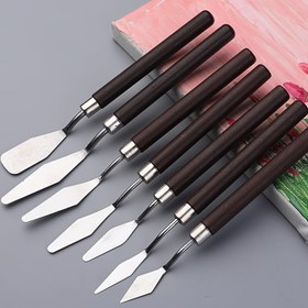 Resim 7 parça profesyonel palet bıçağı, boyama için paslanmaz çelik spatula yağı, mükemmel tuval tahtası ve akrilik boya boyama malzemeleri ortağı 