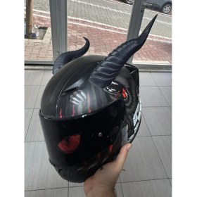 Resim Print3dTr 24 CM Dev Kask Boynuzu - 3M Bantlı Özel Tasarım Motosiklet Kask Aksesuarı (Sadece Boynuz) 