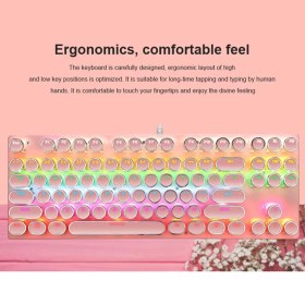 Resim CoverZone Leaven K550 Kablolu Pembe Klavye Daktilo Tarzı Su Geçirmez LED Rgb Gökkuşağı Renler Mekanik Oyuncu Işıklı Klavye Ergonomik Tasarım Rahat Kullanım 150CM Kablo Uzunluğu Bilgisayar Pc Için (Pembe) 