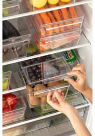 Resim Kapaklı Buzdolabı Düzenleyici Buzdolabı Içi Düzenleyici Organizer 7 X 32,5 X 20 Cm Şeffaf 