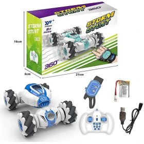Resim Runjing Rc Dublör Araba Uzaktan Kumanda Izle Hareket Sensörü Deforme Edilebilir Elektrikli Oyuncak Arabalar, Mavi (Yurt Dışından) 