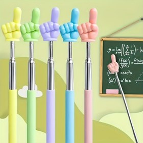Resim 1 adet Paslanmaz Çelik Geri Çekilebilir Parmak İşaretleyici, Sınıf, Ofis & Ev Dekoru için Ayarlanabilir Öğretim Sunum Çubuğu, Elde Taşınabilir Gösterim Aracı 