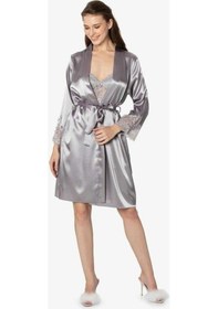 Resim Pierre Cardin 2Li Saten Kısa Gecelik Sabahlık 4300 Royal (547987406) 