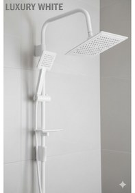 Resim 0590-12 Robot Duş Takımı El Ve Tepe Başlıklı Duş Seti Siyah Beyaz Krom Gold Renkler Beyaz 