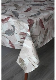 Resim Elyaf Silinebilir Pvc Muşamba Masa Örtüsü 1254-2 Tüyyaprak Pembe 