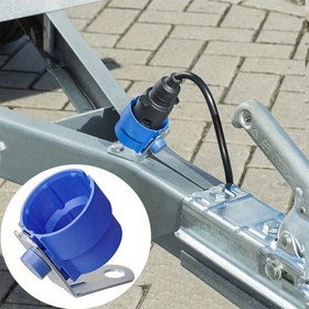 Resim 1 adet 7-Pin Römork Takı ve Braketi, PP Malzeme, Şarj Edilmeyen, Açık Hava Kamp Aksesuarları için Soket ile, Kamp Elektrik Ekipmanları | Şık Mavi Kaplama | Dayanıklı Bağlantı 