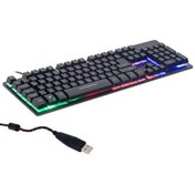 Resim DENİZBİLİŞİM Hello Hl-18744 Usb Kablolu Metal Kasa Mekanik Hisli Rgb Işıklı Oyuncu Gaming Klavye 
