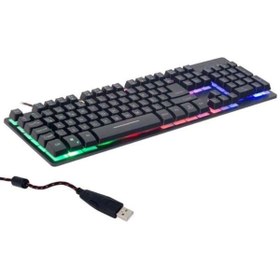 Resim robotrend Hello Hl-18744 Usb Kablolu Metal Kasa Mekanik Hisli Rgb Işıklı Oyuncu Gaming Klavye Uyumlu 