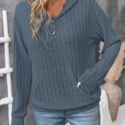 Resim Kadınlar İçin Nane Yeşili Kazak - Yumuşak Günlük Kazak, Ön Cebiyle, Tüm Mevsimler İçin Rahat Kazak, Kot ve Elbiseler İçin, Makinede Yıkanabilir (Topaklanma Yok), Cepli ve Orta Esneklik (Çekme Yok) - Kolay 