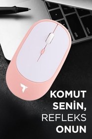 Resim Torima TM-16 Pembe Kablosuz Çift Modlu Sessiz Mouse Fare 