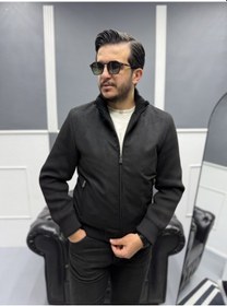Resim Avni Ceylan Erkek Nubuk Triko Kol Detaylı Slim Fit Mont Siyah 