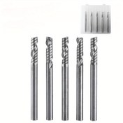 Resim 5 adet Yüksek Kaliteli AAAAA Tek Kenarlı Sert Alaşım Spiral Freze Kesicileri Seti, 3.175Mm, 3D Gravür ve Alüminyum, Ahşap İşleme Akrilik, PVC, MDF ve Diğer Ahşap İşleme Araçları için. 