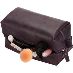 Resim Eve Dopp Kit, Hakiki Deri, El Yapımı, Kişisel Bakım Çantası, XL Ölçü, AA7 Mor 