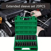 Resim 20 parçalık Uzatılmış Altıgen Anahtar Seti, 1/2 İnç Sürücü, 8-32mm Metrik Boyutlar, Darbe Soketi Adaptörü, Araba Tamir El Alet Seti, Dayanıklı Malzeme, Temel Oto Mekanik Aletleri 