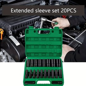 Resim 20 parçalık Uzatılmış Altıgen Anahtar Seti, 1/2 İnç Sürücü, 8-32mm Metrik Boyutlar, Darbe Soketi Adaptörü, Araba Tamir El Alet Seti, Dayanıklı Malzeme, Temel Oto Mekanik Aletleri 
