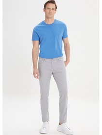 Resim AC&Co / Altınyıldız Classics 360 Derece Her Yöne Esneyen Slim Fit Dar Kesim Diyagonal Desenli Erkek Pantolon Gri 