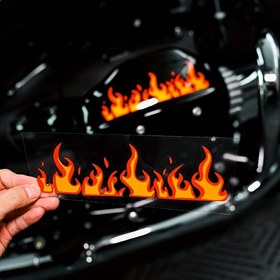 Resim Alev Desenli Sticker Arabalar, Kamyonlar, Kamyonetler, Dizüstü Bilgisayarlar için - PVC Vinil Araba Gövde Stickerı, Motosiklet Stickerı, Araç Kutusu Dekoru, Tampon Anime Çizgi Film Alev Tasarımı, Şeffaf Arka Plan, Dayanıklı ve Su Geçirmez 