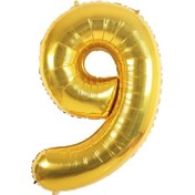 Resim Folyo 9 Rakamı Balon 100 Cm Gold Altın Büyük Boy 40inc Dokuz Rakam Folyo Balon 