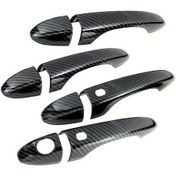 Resim Chuangyinshop 2013 2014 2015 Dart Sedan Siyah Karbon Fiber Abs Kapı Kolu Kaplama Seti Varyant 
