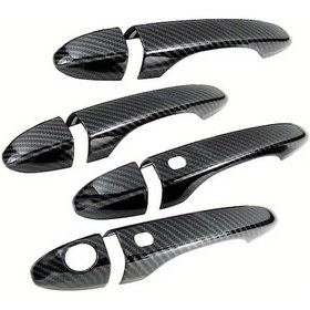 Resim Chuangyinshop 2013 2014 2015 Dart Sedan Siyah Karbon Fiber Abs Kapı Kolu Kaplama Seti Varyant 