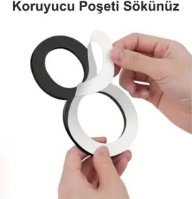 Resim zafrakreklam Daire Numarası 1 mm Gümüş Ayna Pleksi Yapışkanlı Ölçü 9cm Numara - 1 bir 