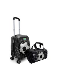 Resim Coral High Erkek Çocuk Siyah Beyaz Futbol Desenli Çocuk Valizi Ve Seyahat/spor Çantası Seti Çok Renkli 