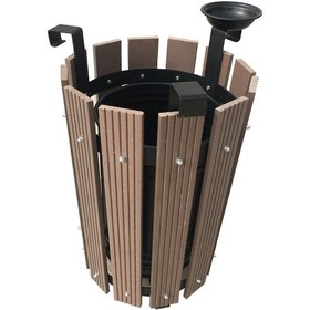 Resim Safirkom Kompozit (Ahşap+plastik) Yuvarlak Çöp Kovası (30 Lt)SÇ12 Kahverengi 