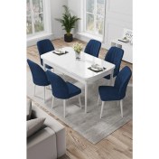 Resim Canisa Concept Par Serisi 70 x 114 Cm, Açılabilir Mdf Mutfak Masa Takımı, Beyaz Masa ve 6 Sandalye 