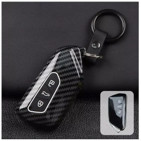 Resim Volkswagen Golf 8 - Seat - Skoda Siyah Karbon Anahtar Kılıfı 'yeni Kasa' 