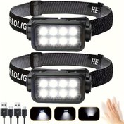 Resim LiHangStar Şarj Edilebilir LED Kafa Lambası, 8 Süper Parlak LED, 5 Aydınlatma Modu, Açık Hava, Kamp, Koşu, Balıkçılık için Hafif Taktiksel El Feneri - USB Şarj, 150lm, Parlatılmış Metal Bitiş, Kamp Aksesuarı 