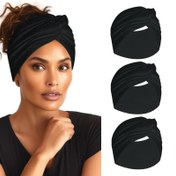 Resim Kadınlar için Ekstra Geniş Saç Bandı, 16.51cm Büyük Turban Düğümlü Bandana Kaymaz Saç Bantları, Boho Stil Spor Yoga Cilt Bakımı İçin Kadın Başlıkları, 3'lü Paket 