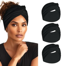 Resim Kadınlar için Ekstra Geniş Saç Bandı, 16.51cm Büyük Turban Düğümlü Bandana Kaymaz Saç Bantları, Boho Stil Spor Yoga Cilt Bakımı İçin Kadın Başlıkları, 3'lü Paket 