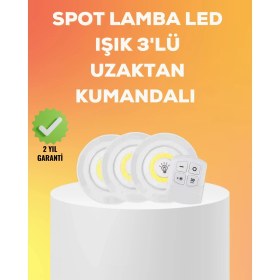 Resim Çok Amaçlı Kullanım Için Kablosuz Yapışkanlı 3 Lü Uzaktan Kumandalı LED Spot Lamba 