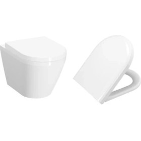 Resim Vitra Integra Kanalsız Asma Klozet (Yanları Kapalı) + Vitra Yavaş Kapak 7041L003-0090 