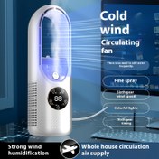 Resim Ultra-Sessiz Büyük Rüzgar Güçlü Bıçaksız Hava Kondisyonu Fanı, Taşınabilir Nemlendirici ve Arıtıcı, Atmosfer Duygusunu Değiştirmek İçin Işığı Değiştirin, 5 Seviyeli Ayarlanabilir, USB Masaüstü Soğutma, Yatak Odası, Ofis, Parti İçin Uygun 