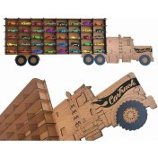 Resim Woodbu Ahşap Ceviz Renk 40 Araçlık Hobi Araba Rafı (Hot Wheels, Matcbox) 