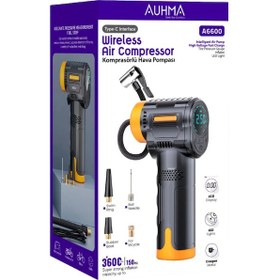 Resim Auhma 6600 Şarjlı Araç Otomobil /bisiklet/ Motosiklet Lastik Pompası Hava Kompresörü 150 Psi 1 Adet 