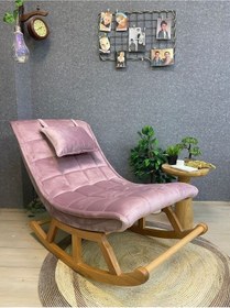 Resim Asedia Asedia Miskin Naturel Pembe Sallanan Sandalye Dinlenme Koltuğu 