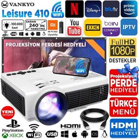 Resim Vankyo Leisure 410 1080p Destekli 200 İnç Yansıtma Dahili Hoparlör HDMI/PS5/PS4/VGA/USB LCD LED Projeksiyon Cihazı Vankyo