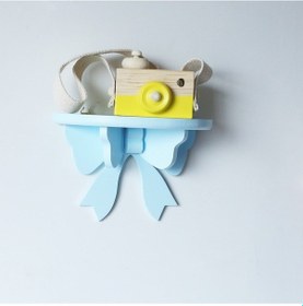 Resim Sones Ahşap Fiyonklu Raflar Çocuk Odası Sevimli Dekorasyon Tutucu Mavi Mavi 