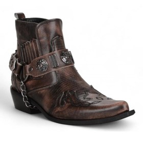 Resim FootCourt Antik Kahverengi Erkek Kovboy Botu (Western) 