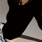 Resim Kadınlar için Seksi Sırtı Açık Uzun Kollu Body - Düz Siyah Esnek Sıkı Oturan Üst, Makinede Yıkanabilir Her Mevsim İçin Günlük ve Resmi Giyimler 