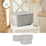 Resim 3'lü Küçük Boy Gri Balıksırtı Hurç Set 30 X 22 X 18 Cm Ocean Home Textile