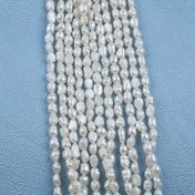 Resim 1 Strand 36cm/14.17inch Beyaz Düz Delik Tatlısu İnci Gevşek Boncuk DIY Takı Yapımı Için 