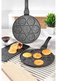 Resim Polochef Ipc-126 Döküm Yanmaz Yapışmaz Emojili Pankek Tava Krep Tavası 26 Cm Siyah 