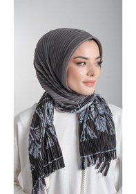 Resim Hürrem Bone Füme Pratik Hazır Geçmeli Tesettür Eşarp Kesik Elyaf Piliseli Çiç (553629983) Füme 