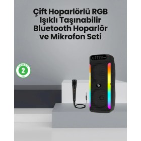 Resim S'82 Taşınabilir Şarjlı Hoparlör Usb, Sd Kart, Aux Girişli 