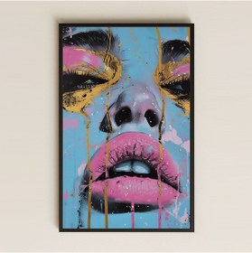 Resim Altın Sıçramalı Modern Yüz Tasarımlı Şeffaf Pleksi Tablo 